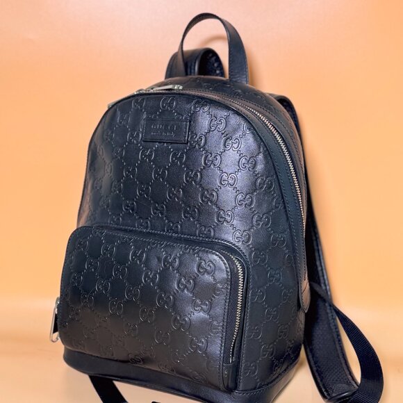 Gucci Signature Pocket Backpack in Guccissima Leather - Small Black main image 6